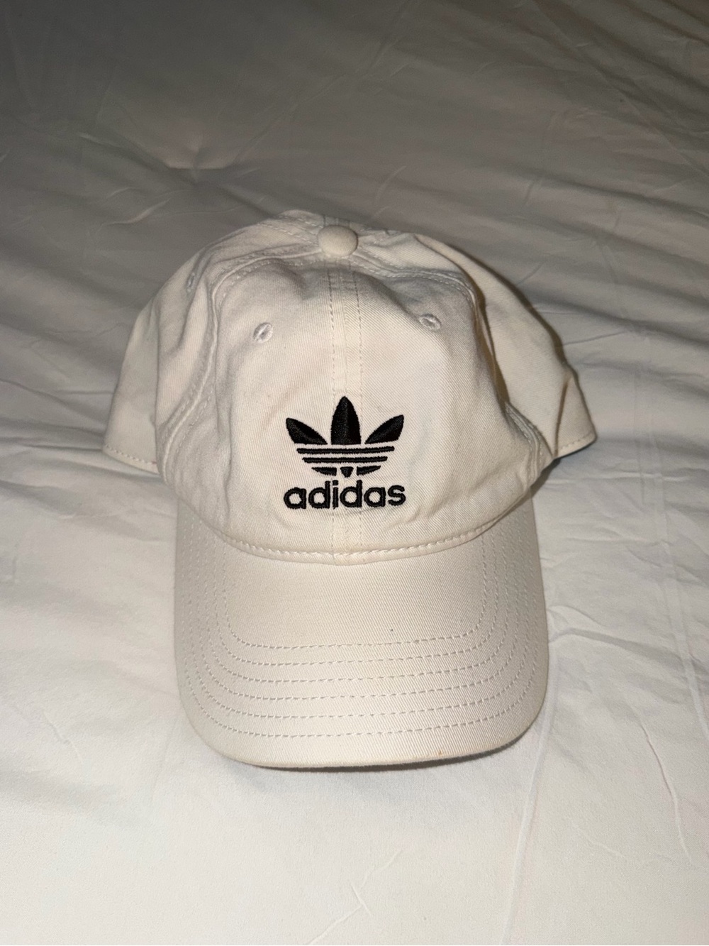 adidas Off-White Baseball Cap with Black Trefoil - Picture 1 of 3